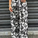 Load image into Gallery viewer, Women's Camo Cargo Pants Wide Leg Drawstring Waist Baggy Fit