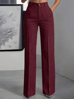 Load image into Gallery viewer, Effortless Wide Leg Trousers for Women with High Waist Pinstripe Flowy Business Casual Style