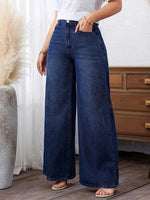Load image into Gallery viewer, Women's Relaxed Blue Wide Leg Jeans High Waist Flowing Style