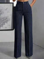 Load image into Gallery viewer, Effortless Wide Leg Trousers for Women with High Waist Pinstripe Flowy Business Casual Style