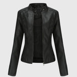 Load image into Gallery viewer, Women's Leather Jacket Button Front Collared Oversized Shacket Style