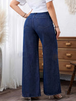 Load image into Gallery viewer, Women's Relaxed Blue Wide Leg Jeans High Waist Flowing Style