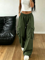 Load image into Gallery viewer, Effortless Cargo Pants for Women with Drawstring Waist Wide Leg Style