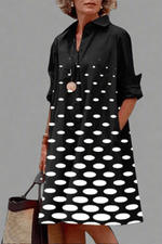Load image into Gallery viewer, Women's Black Shirt Dress Polka Dot Print