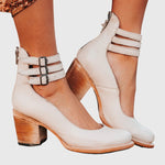 Load image into Gallery viewer, Women's Boots Buckle Strap Block Heel Cutout Style
