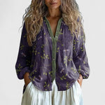 Load image into Gallery viewer, Women's Floral Print Blouses Zip Front Long Sleeve Lightweight Style