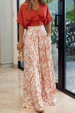 Load image into Gallery viewer, Women's Two-Piece Set Wide Leg Pants and V-Neck Blouse