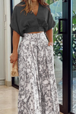 Load image into Gallery viewer, Women's Two-Piece Set Wide Leg Pants and V-Neck Blouse