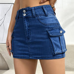 Load image into Gallery viewer, Stylish Denim Mini Skirt for Women with High Waist Cargo Pocket Jean Skirt Street Style