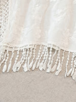 Load image into Gallery viewer, Women's Cream Poncho Shirt Crochet Lace Fringe Hem Draped Style
