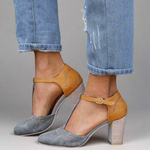 Load image into Gallery viewer, Women's Wedding Shoes Ankle Strap Block Heel Pointed Toe Style