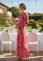 Load image into Gallery viewer, Women's Pink Maxi Dress Floral Wrap Style