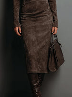 Load image into Gallery viewer, Women's Suede Bandage Dress Semi Formal Midi Style