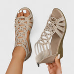 Load image into Gallery viewer, Women's Orthopedic Wedge Sandals Laser Cut Strap Open Toe Style
