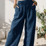 Load image into Gallery viewer, Effortless Linen Wide Leg Pants for Women with High Waist Pocket Flowing Relaxed Casual Style