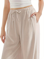 Load image into Gallery viewer, Women's Linen Wide Leg Pants High Waist Flowing Relaxed Casual Style
