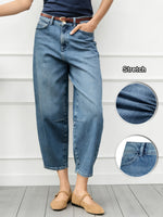 Load image into Gallery viewer, Women's Relaxed Blue Barrel Jeans High Waist Curved Leg