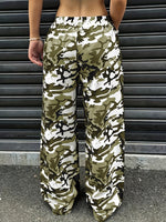 Load image into Gallery viewer, Women's Camo Cargo Pants Wide Leg Drawstring Waist Baggy Fit