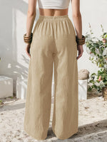Load image into Gallery viewer, Effortless Linen Wide Leg Pants for Women with High Waist Pocket Flowing Relaxed Casual Style