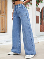 Load image into Gallery viewer, Women's Relaxed Sky Blue Wide Leg Jeans High Waist Baggy Style