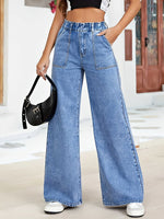 Load image into Gallery viewer, Women's Relaxed Sky Blue Wide Leg Jeans High Waist Baggy Style