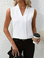 Load image into Gallery viewer, Women's Sleeveless Pleated V-Neck Blouse