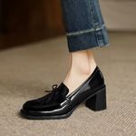 Load image into Gallery viewer, Women's Tassel Loafer Pumps Block Heel Round Toe Heels