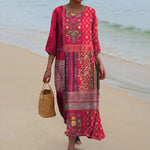 Load image into Gallery viewer, Women's Red Maxi Dress Boho Casual Style