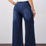 Load image into Gallery viewer, Women's Relaxed Blue Wide Leg Jeans High Waist Straight Style