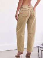 Load image into Gallery viewer, Women's Relaxed Khaki Barrel Jeans High Waist Curved Leg