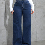 Load image into Gallery viewer, Women's Blue Wide Leg Jeans High Waist Flowing Loose Fit Denim Style