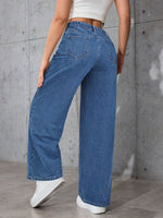 Load image into Gallery viewer, Relaxed Blue Wide Leg Jeans for Women with High Waist Flowing Loose Fit Denim Style