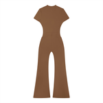 Load image into Gallery viewer, Nova Flared Leg Quarter-Zip Jumpsuit
