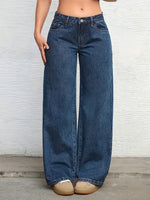 Load image into Gallery viewer, Women's Relaxed Blue Wide Leg Jeans Low Rise Flowing Style