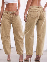 Load image into Gallery viewer, Women's Relaxed Khaki Barrel Jeans High Waist Curved Leg