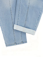 Load image into Gallery viewer, Women's Relaxed Light Blue Barrel Jeans High Waist Cuffed Hem