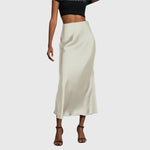 Load image into Gallery viewer, Elegant Maxi Skirt for Women with High Waist Satin Bias Cut Slip Fitted Casual Going Out Style
