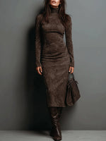 Load image into Gallery viewer, Women's Suede Bandage Dress Semi Formal Midi Style
