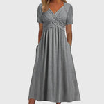 Load image into Gallery viewer, Women's Maxi Dress Surplice V Neck Short Sleeve Side Pockets Casual Style