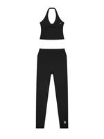 Load image into Gallery viewer, Albina + Honora Ruched Top & High Waisted Matching Yoga Set - In Black
