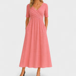 Load image into Gallery viewer, Women's Black Semi Formal Dress a Line Wrap Style