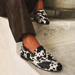 Load image into Gallery viewer, Women's Black and White Loafers Slip On Penny Toe Comfortable Casual Style