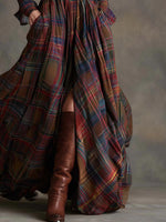 Load image into Gallery viewer, Women's Plaid Maxi Shirt Dress Belted Flowing Style
