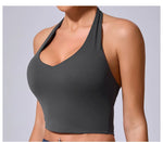 Load image into Gallery viewer, Breathable Hanging Neck Yoga Sports Bra With Contour Support
