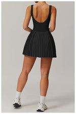 Load image into Gallery viewer, Luxurious Contoured Yoga Jumpsuit With Pleated Skirt Set