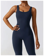 Load image into Gallery viewer, Contoured Back Zip Jumpsuit With Seamless Performance