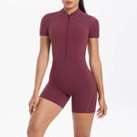 Load image into Gallery viewer, Light Weight Zippered Short Sleeve Jumpsuit Nylon Fabric