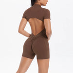 Load image into Gallery viewer, Light Weight Zippered Short Sleeve Jumpsuit Nylon Fabric