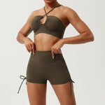 Load image into Gallery viewer, Sculpted Hollow Contour Performance Yoga Shorts Set Nylon