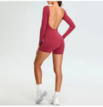 Load image into Gallery viewer, Backless Luxe Long Sleeve Yoga Jumpsuit Silhouette Chic